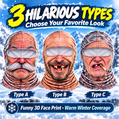😂 Funny 3D Face Balaclava – Hilarious Winter Ski Mask for Cycling, Skiing & Outdoor Adventures ❄️