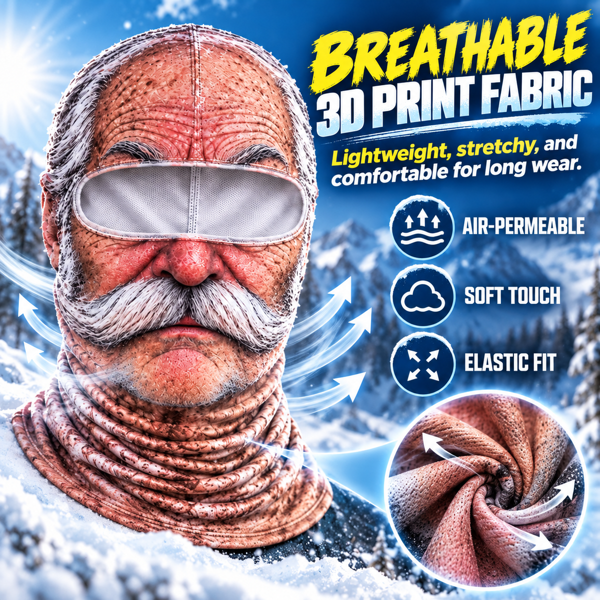 😂 Funny 3D Face Balaclava – Hilarious Winter Ski Mask for Cycling, Skiing & Outdoor Adventures ❄️