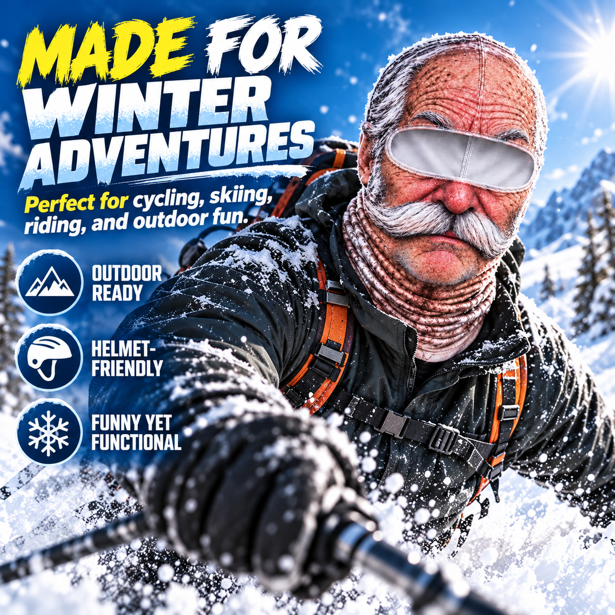 😂 Funny 3D Face Balaclava – Hilarious Winter Ski Mask for Cycling, Skiing & Outdoor Adventures ❄️