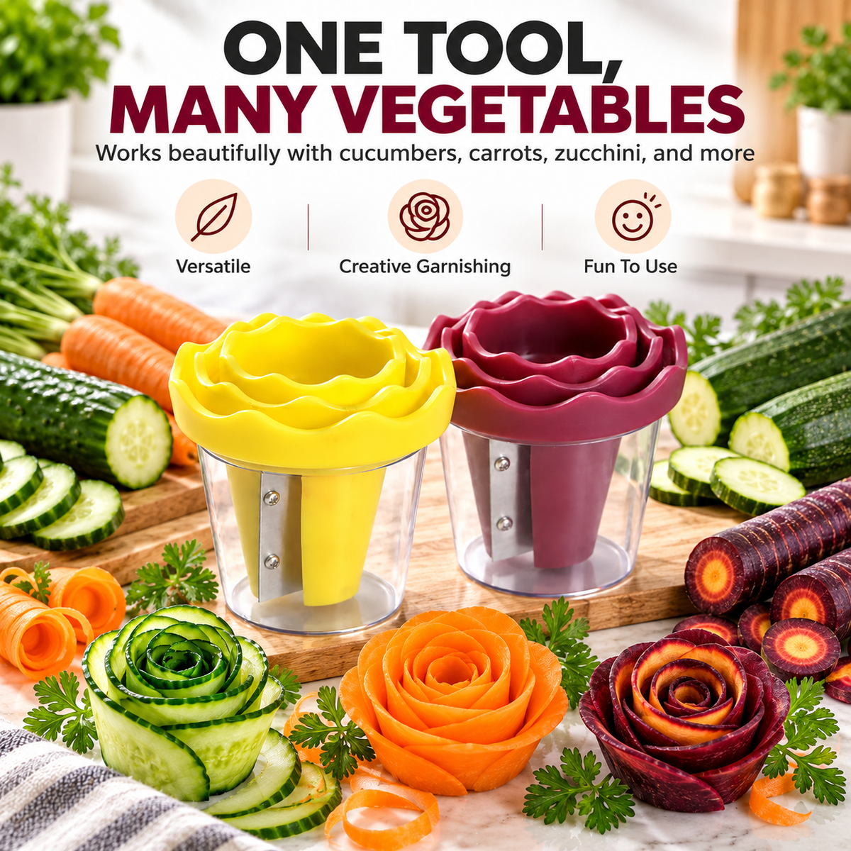 🌹 Turn Veggies Into Beautiful Roses in Seconds – Easy Vegetable Curler 🥕✨