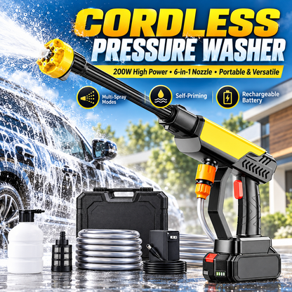 💦 Cordless High-Pressure Washer Gun – 🔋 Rechargeable Power | 🚗 6-in-1 Spray Nozzle | ✨ Effortless Cleaning Anywhere
