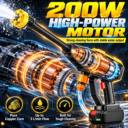 💦 Cordless High-Pressure Washer Gun – 🔋 Rechargeable Power | 🚗 6-in-1 Spray Nozzle | ✨ Effortless Cleaning Anywhere