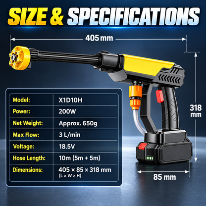 💦 Cordless High-Pressure Washer Gun – 🔋 Rechargeable Power | 🚗 6-in-1 Spray Nozzle | ✨ Effortless Cleaning Anywhere
