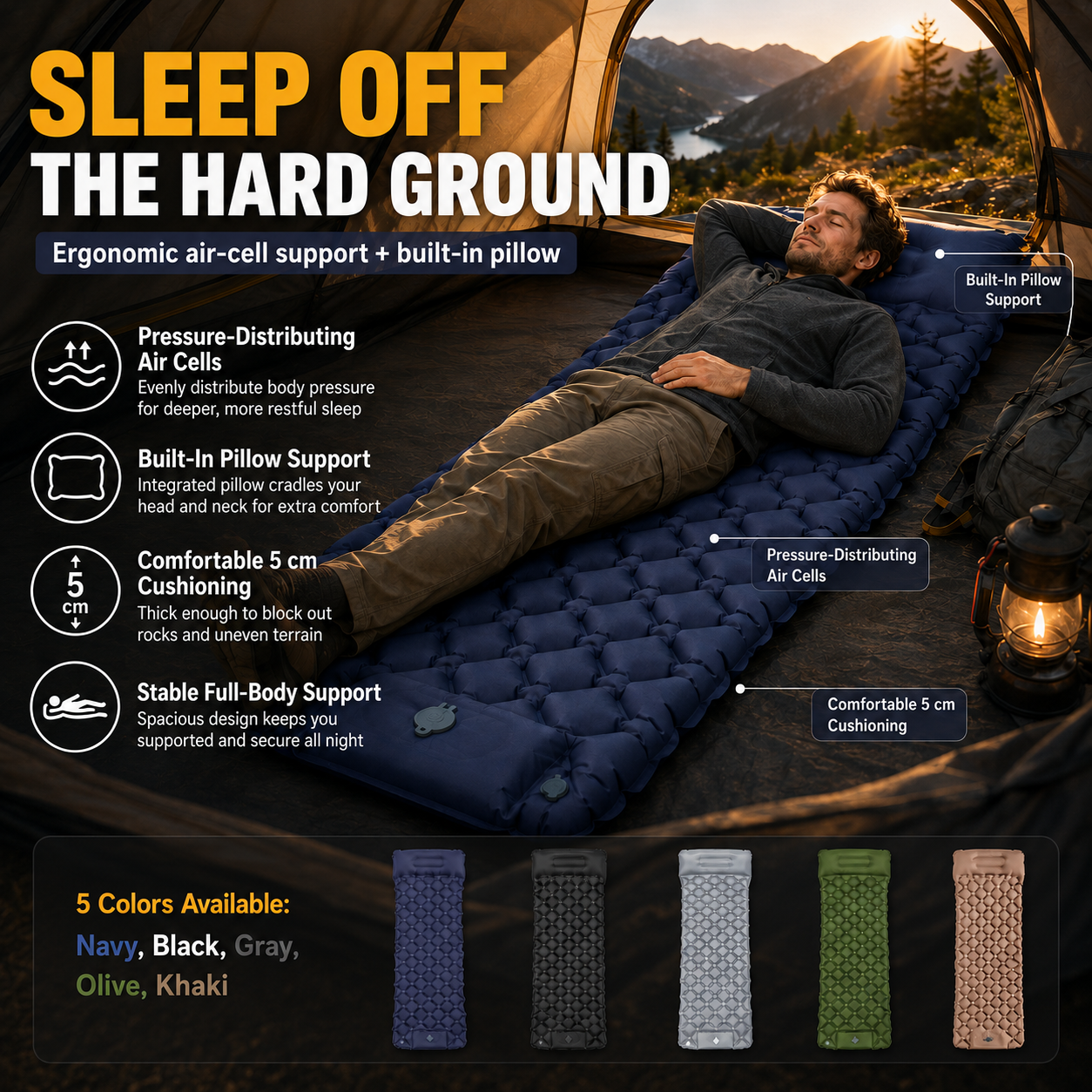🏕️ Inflate in 60 Seconds & Sleep Anywhere — Built-In Foot Pump Camping Pad