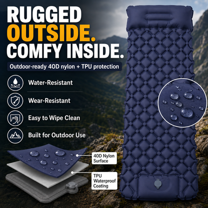🏕️ Inflate in 60 Seconds & Sleep Anywhere — Built-In Foot Pump Camping Pad