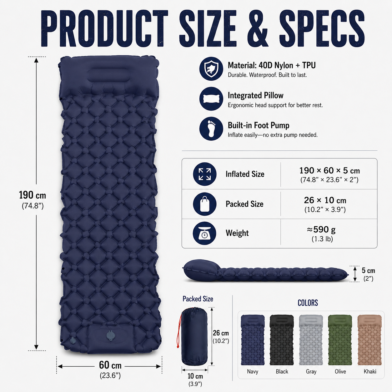 🏕️ Inflate in 60 Seconds & Sleep Anywhere — Built-In Foot Pump Camping Pad