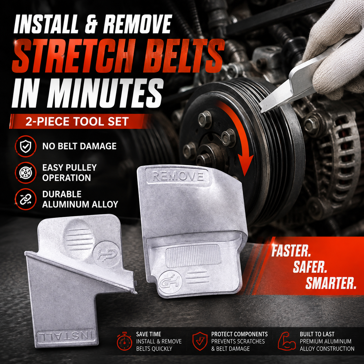 🔧 Belt Remover & Installer Tool Set — Install & Remove Belts Fast, Easy & Damage-Free