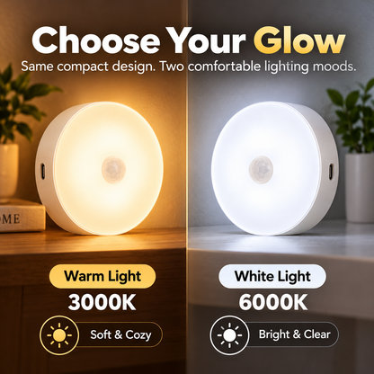 💡 Smart Motion Sensor Night Light – Auto On/Off, USB Rechargeable & Easy Magnetic Installation