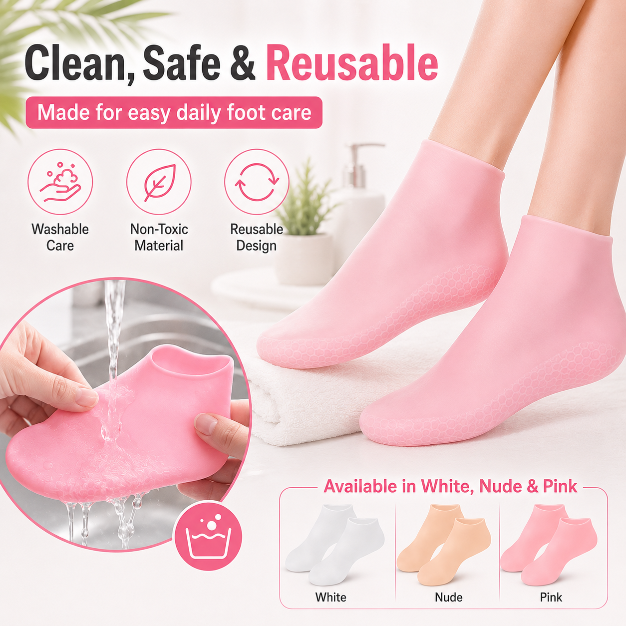 Say Goodbye to Dry, Cracked Heels — Deep-Moisture Silicone Socks for Soft, Smooth Feet ✨