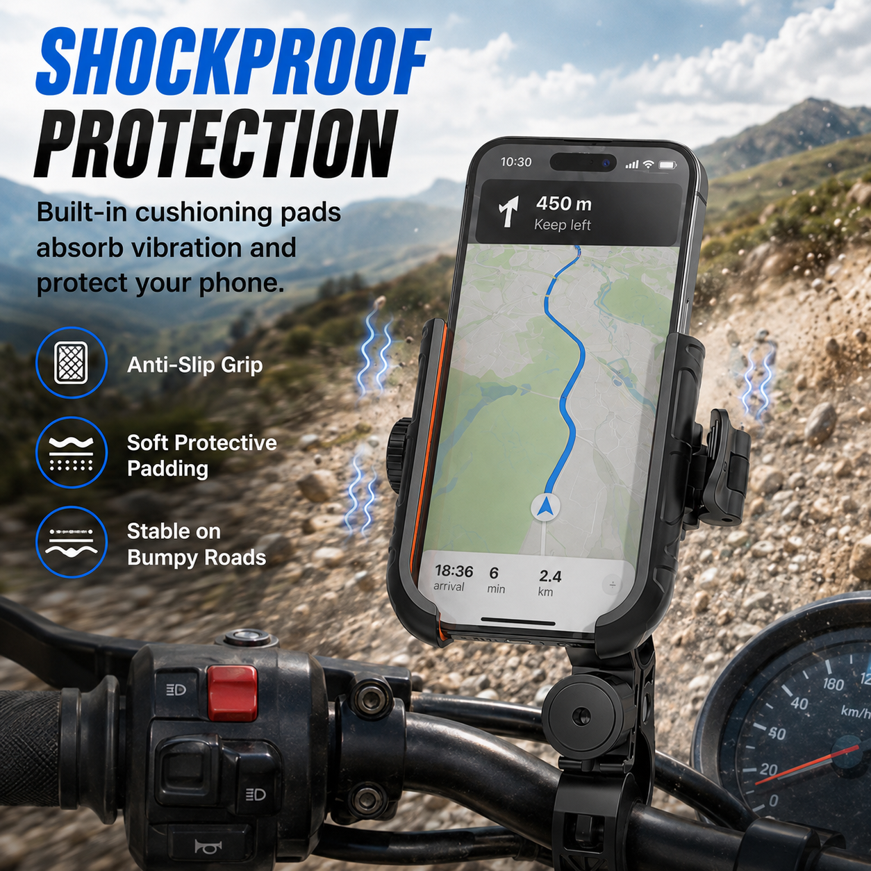 🏍️ No More Shaky Phones — Anti-Shake 360° Motorcycle Phone Mount 🔒📱