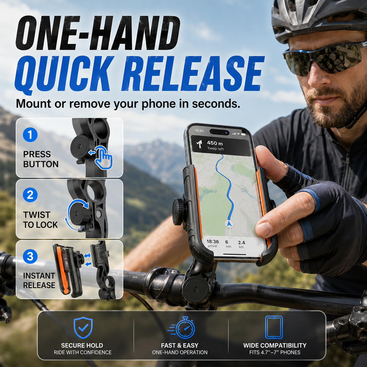 🏍️ No More Shaky Phones — Anti-Shake 360° Motorcycle Phone Mount 🔒📱