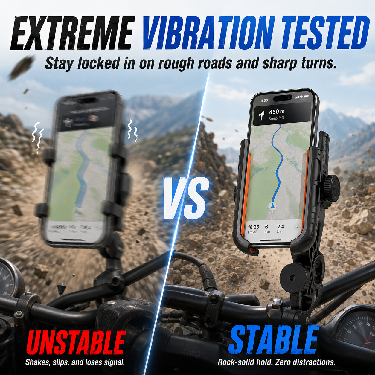 🏍️ No More Shaky Phones — Anti-Shake 360° Motorcycle Phone Mount 🔒📱