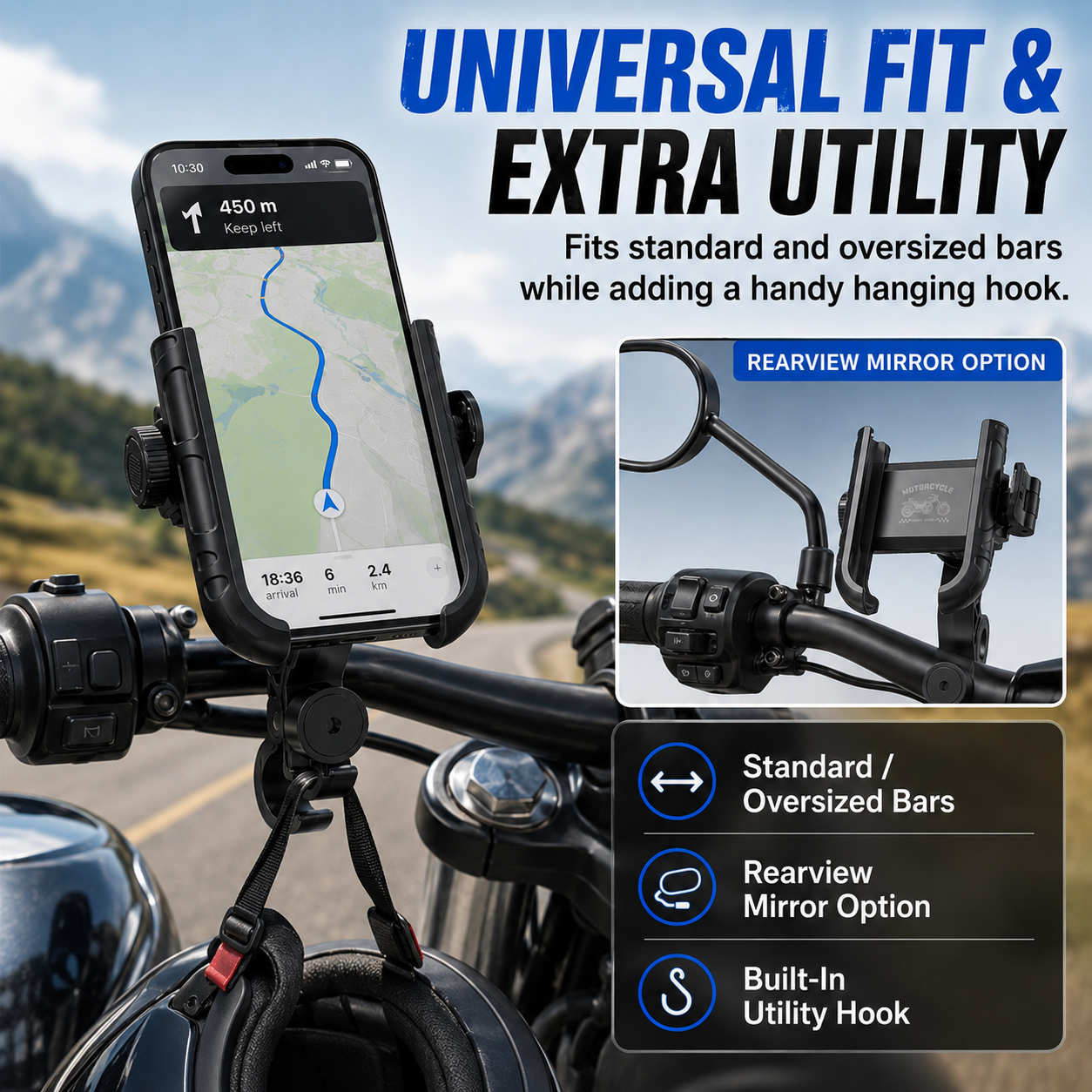 🏍️ No More Shaky Phones — Anti-Shake 360° Motorcycle Phone Mount 🔒📱