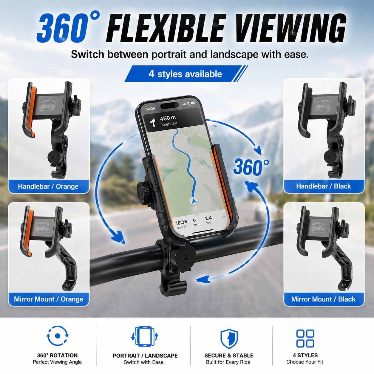 🏍️ No More Shaky Phones — Anti-Shake 360° Motorcycle Phone Mount 🔒📱