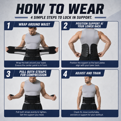 🏋️ 10-Pulley Lumbar Support Belt – Adjustable Compression & Rigid Back Support