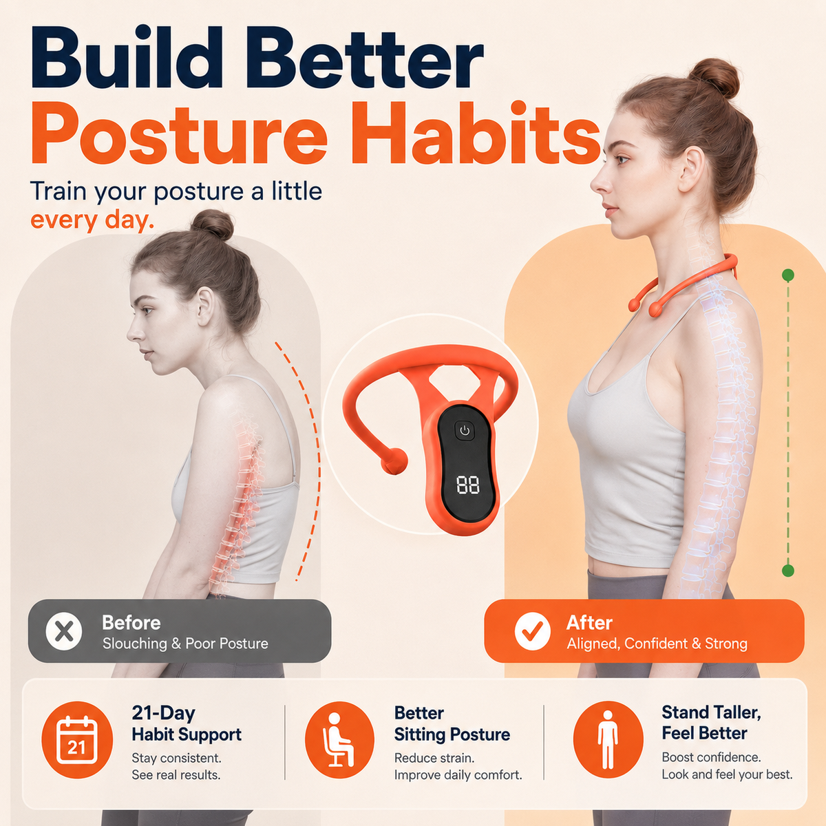 Neck Reminder — Break Slouching Habits with Silent Vibration Alerts & Feel Confident✨
