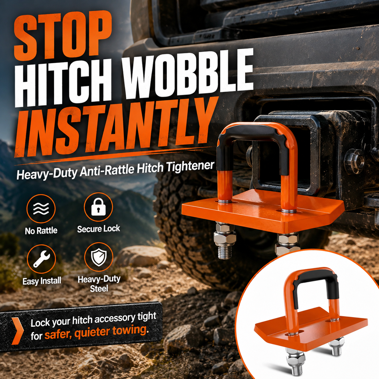 🔩 Heavy-Duty Anti-Rattle Hitch Tightener | 🚙 Stop Wobble & Rattle for a Safer, Quieter Tow