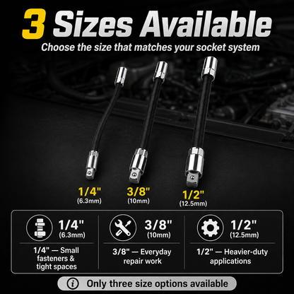 Flexible Socket Extension Rod Set – Bendable Ratchet Adapter for Tight Spaces, Auto Repair & DIY