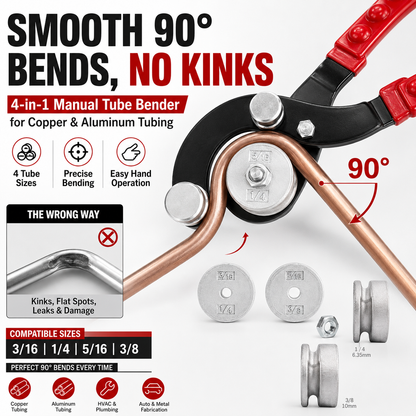 🔧 4-in-1 Precision Tube Bender – Smooth 90° Bends Without Kinks | Copper & Aluminum Tubing