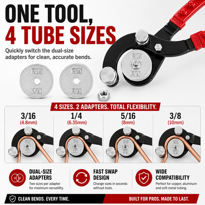 🔧 4-in-1 Precision Tube Bender – Smooth 90° Bends Without Kinks | Copper & Aluminum Tubing