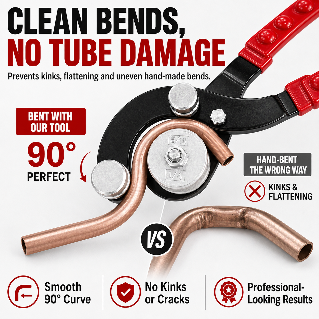 🔧 4-in-1 Precision Tube Bender – Smooth 90° Bends Without Kinks | Copper & Aluminum Tubing