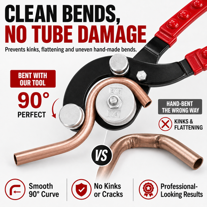 🔧 4-in-1 Precision Tube Bender – Smooth 90° Bends Without Kinks | Copper & Aluminum Tubing