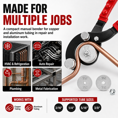 🔧 4-in-1 Precision Tube Bender – Smooth 90° Bends Without Kinks | Copper & Aluminum Tubing