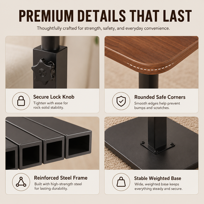 🛋️ Adjustable Flip-Top Sofa Side Table | Compact, Versatile & Perfect for Work or Relaxation ✨