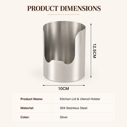 All-in-One Stainless Steel Kitchen Holder – Keep Lids, Spoons & Utensils Neatly Organized✨