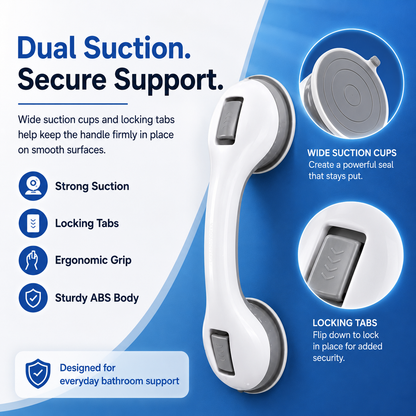 🛁 Strong Suction, Safer Steps — No-Drill Bathroom Grab Bar 🛡️