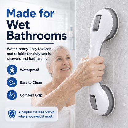 🛁 Strong Suction, Safer Steps — No-Drill Bathroom Grab Bar 🛡️
