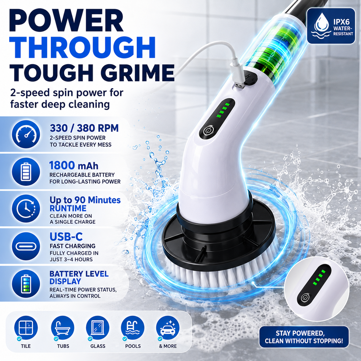 🧼 9-in-1 Electric Spin Scrubber — Deep Clean Without Kneeling or Bending ✨
