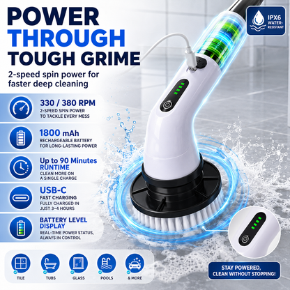 🧼 9-in-1 Electric Spin Scrubber — Deep Clean Without Kneeling or Bending ✨