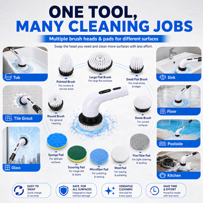 🧼 9-in-1 Electric Spin Scrubber — Deep Clean Without Kneeling or Bending ✨