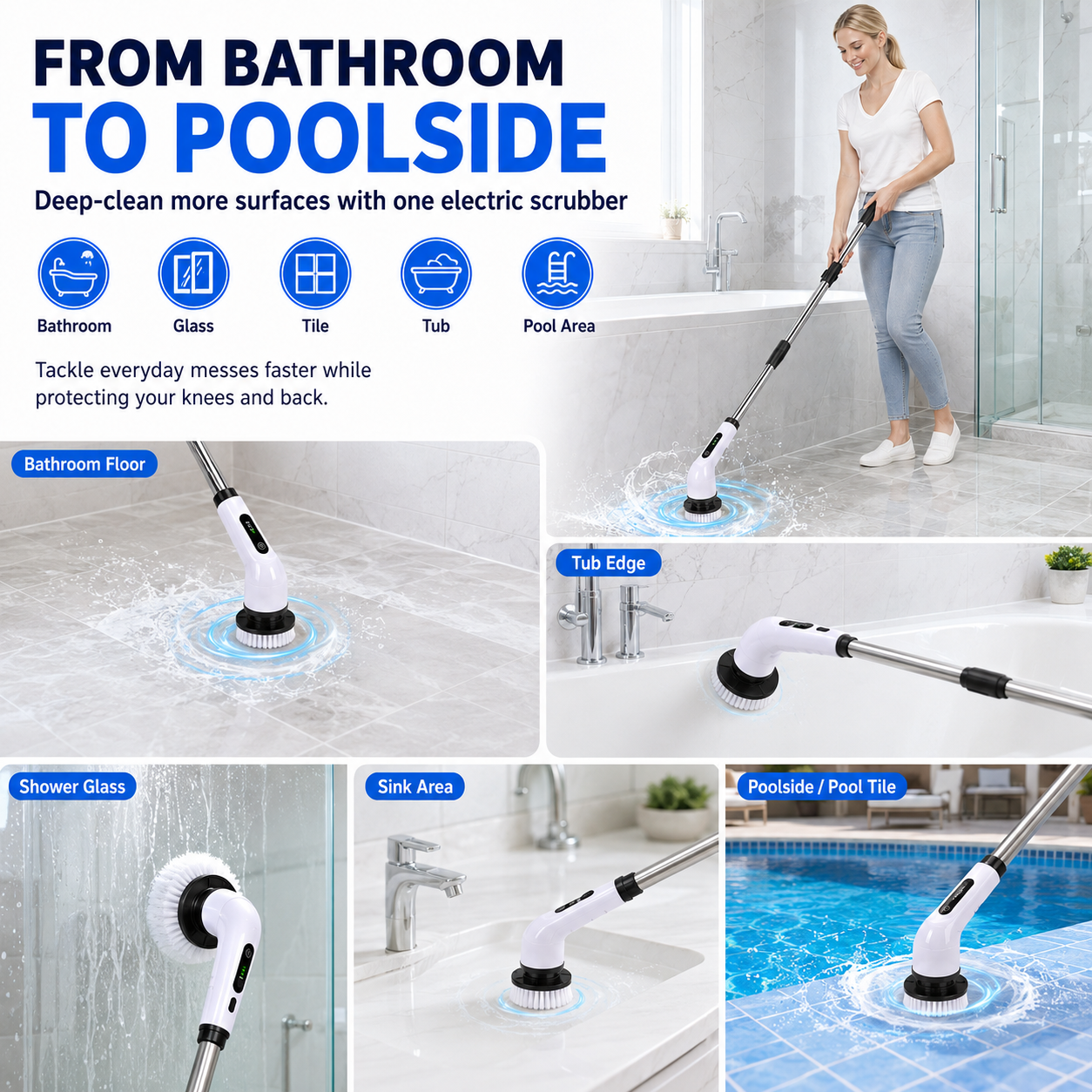🧼 9-in-1 Electric Spin Scrubber — Deep Clean Without Kneeling or Bending ✨
