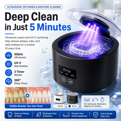 ✨ 50kHz Ultrasonic Denture & Retainer Cleaner – Deep Clean in Just 5 Minutes 🦷💧