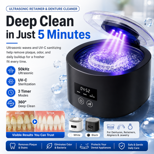 ✨ 50kHz Ultrasonic Denture & Retainer Cleaner – Deep Clean in Just 5 Minutes 🦷💧