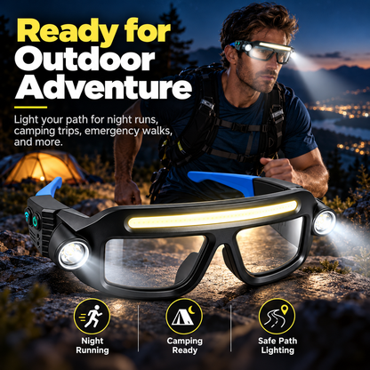 🔦 Hands-Free LED Glasses Headlamp – COB + XTE Ultra-Bright Lighting for Auto Repair, DIY & Outdoor Adventures ⚡