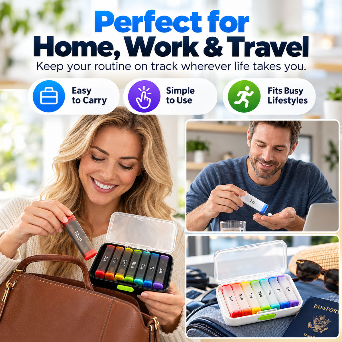 💊 7-Day Detachable Pill Organizer – 🌈 Color-Coded, Large Capacity & Travel-Friendly ✈️