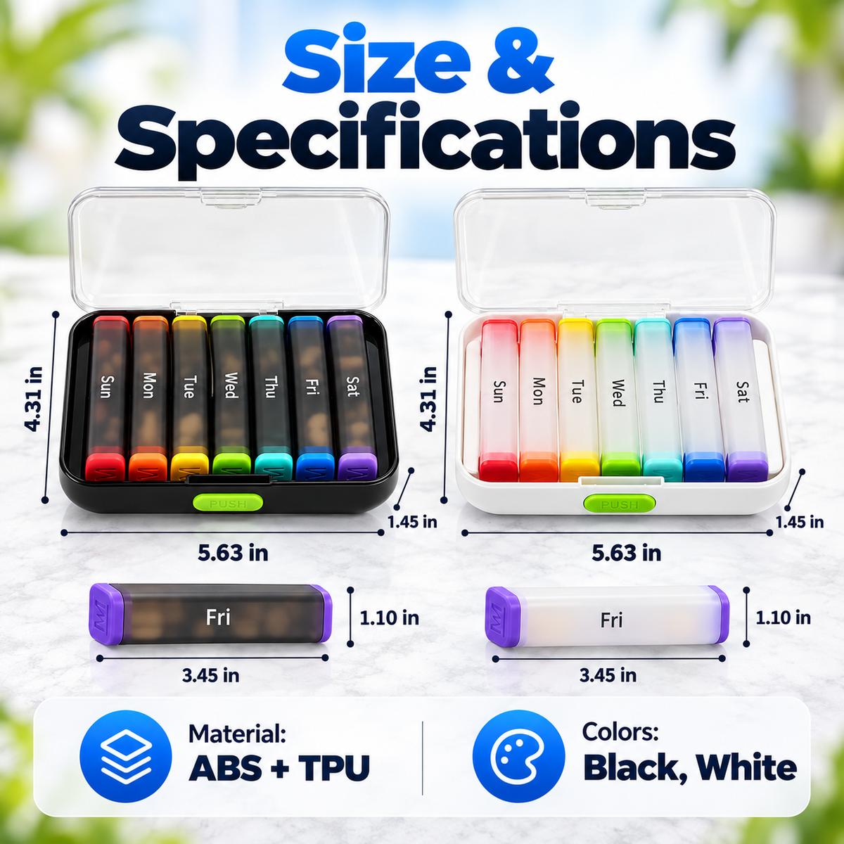 💊 7-Day Detachable Pill Organizer – 🌈 Color-Coded, Large Capacity & Travel-Friendly ✈️