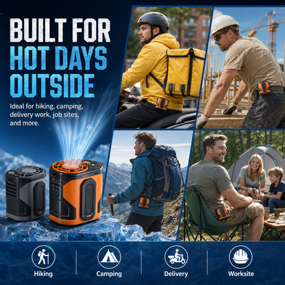 TurboBreeze™ 100-Speed Waist Fan — Powerful Cooling Under Your Shirt, Hands-Free Anywhere ❄️