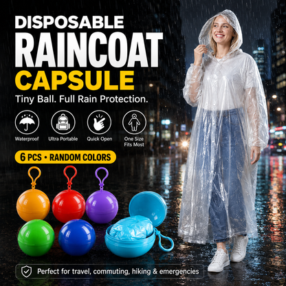 ☔ Pocket-Sized Raincoat Capsules – Instant Rain Protection Anytime, Anywhere 🌧️ | 6-Pack