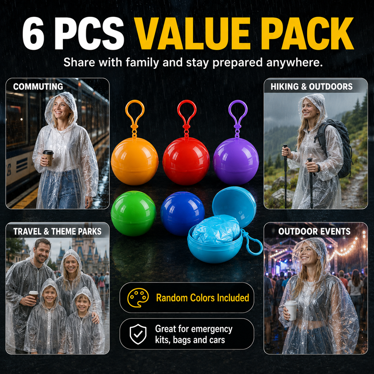 ☔ Pocket-Sized Raincoat Capsules – Instant Rain Protection Anytime, Anywhere 🌧️ | 6-Pack
