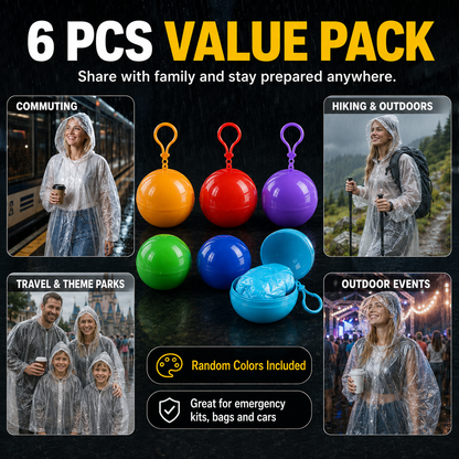 ☔ Pocket-Sized Raincoat Capsules – Instant Rain Protection Anytime, Anywhere 🌧️ | 6-Pack