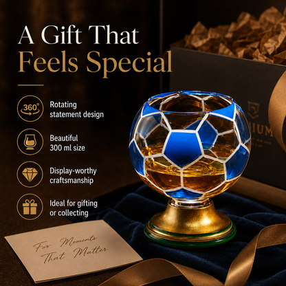 ⚽️360° Rotating Soccer Ball Whiskey Glass with Stainless Steel Ice Ball