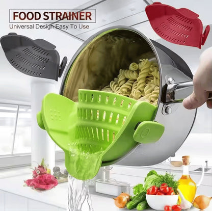 💥Silicone Clip-On Colander & Strainer - Heat Resistant Drain Basket for Pots, Pans, Bowls