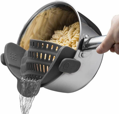 💥Silicone Clip-On Colander & Strainer - Heat Resistant Drain Basket for Pots, Pans, Bowls