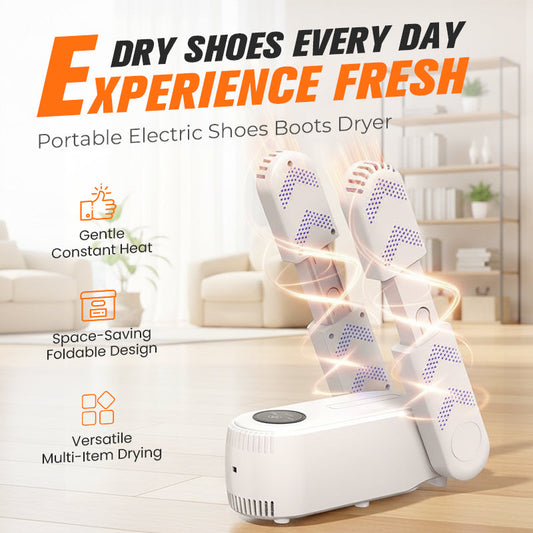 🥳2026 HOT SALE🥳💞50K+ SOLD!👟🌧️ 50% OFF! Portable Electric Shoe Dryer – Dries wet shoes overnight. Kills odor-causing bacteria. Perfect for rainy British weather. 🔋☔